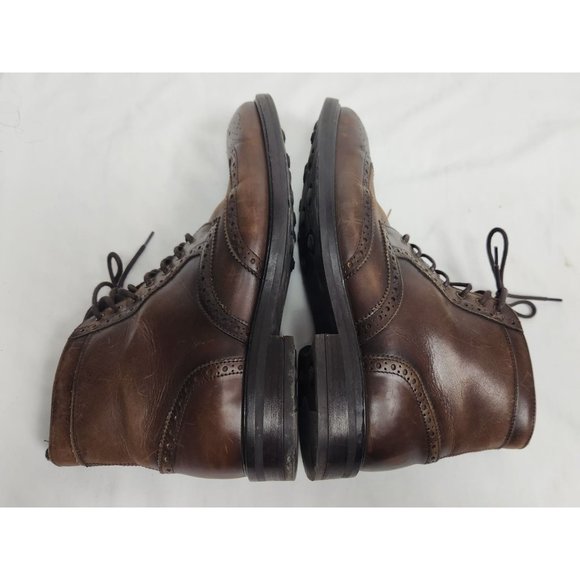Massimo Dutti Men\'s Sz. 44 Brown Leather Fleece Lined Inner Zip Boots main image 6